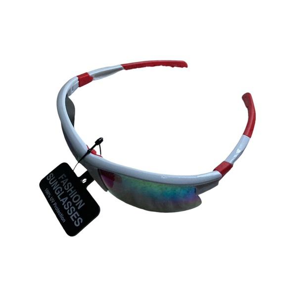Sports Wrap Semi Rim Rainbow Fashion Sunglasses - Picture 7 of 12